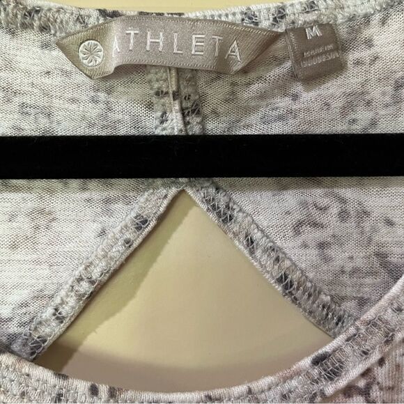 ATHLETA Sleevelesz Breezy Printed Cutout Tank Gray White Women’s Size Medium - Picture 6 of 8